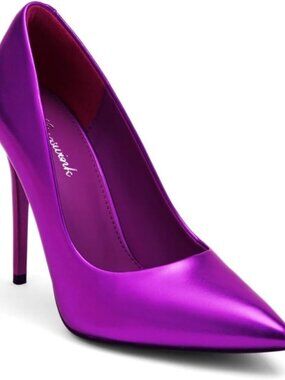 🆕4 Inch Purple Womens Pumps High Heels Stiletto Pointed Closed Toe Bridal Shoes